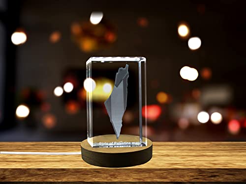 State of Palestine 3D Engraved Crystal 3D Engraved Crystal Keepsake/Gift/Decor/Collectible/Souvenir (Small)