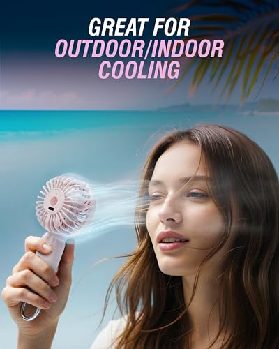 SABRENT ChillyPop Mini Portable Fan with Hanger, USB-C Rechargeable Handheld Personal Fan, 3 Speed Quiet Mini Cooling Fan,...
