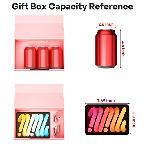 RYDDOY Pink Gift Box, 9.5x6x3'' Gift box for Presents with Lids Magnetic Closure Rectangle Collapsible for Bridesmaid Prop...