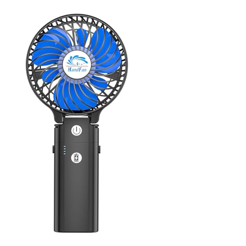 HandFan 5200mAh Portable Handheld Fan Rechargeable - 3 Speeds Foldable Personal Cooling, 2-IN-1 Hand Held Fan Battery Oper...