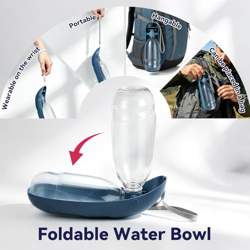 Billionchains Dog Water Bottle, 550ML Large Capacity Leak-Proof Portable Pet Water Dispenser with Carrying Lanyard, Ideal ...