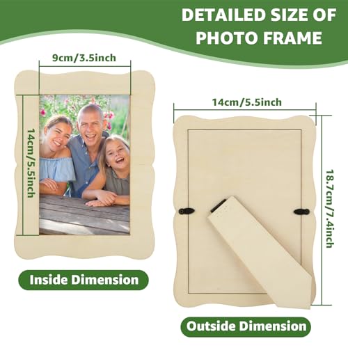RHBLME 24 Pack Wooden Picture Frames 4x6, DIY Wood Picture Frames for Crafts, Unfinished Photo Frame for Birthday Party Ch...