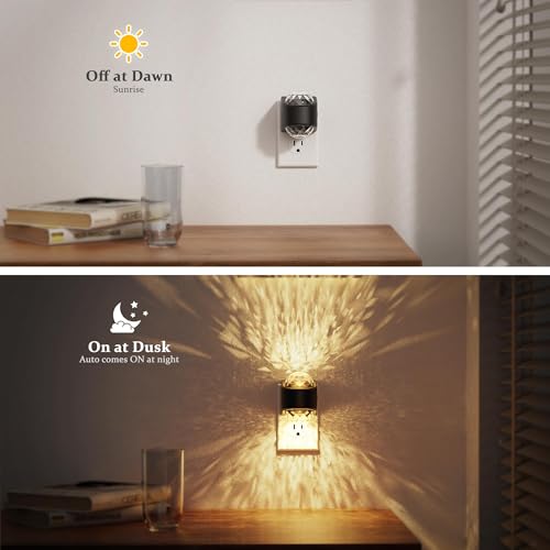 JandCase Night Lights Plug into Wall, 2 Pack Star Projector Night Light with 3000K Soft White, Automatic Galaxy Nightlight...