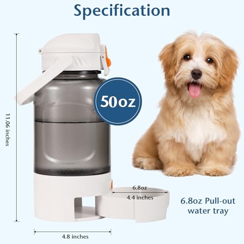 Turchongeco 50oz Outdoor Dog Water Bottle - Leakproof Pet & Human Water Dispenser with Handle, Portable for Travel, Hikin...