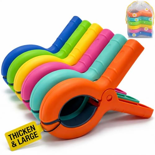 Large Beach Towel Clips for Beach Chairs, 6 Pcs Heavy Duty Towel Holder for Cruise Essentials, Clothes Pins to Beach Must ...