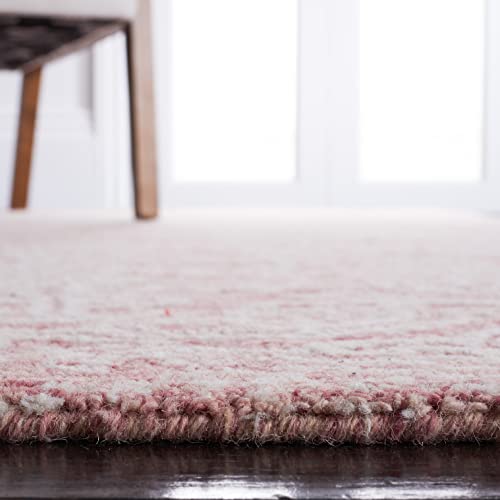 SAFAVIEH Metro Collection Area Rug - 4' Round, Pink & Ivory, Handmade Wool, Ideal for Living Room, Bedroom, Dining Space (...