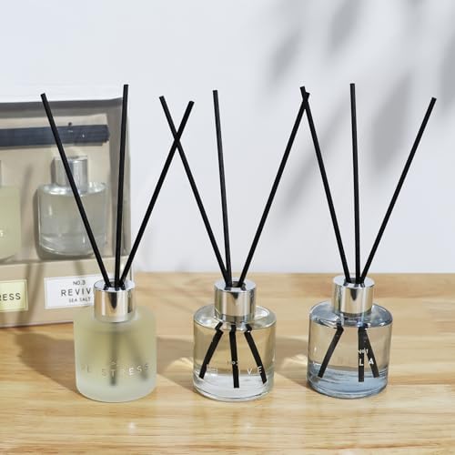 3 Pack Fragrance Reed Diffuser, 50ML Lavender Jasmine Lemongrass Aromatherapy Diffuser Set with 12 Black Fiber Sticks,Air ...