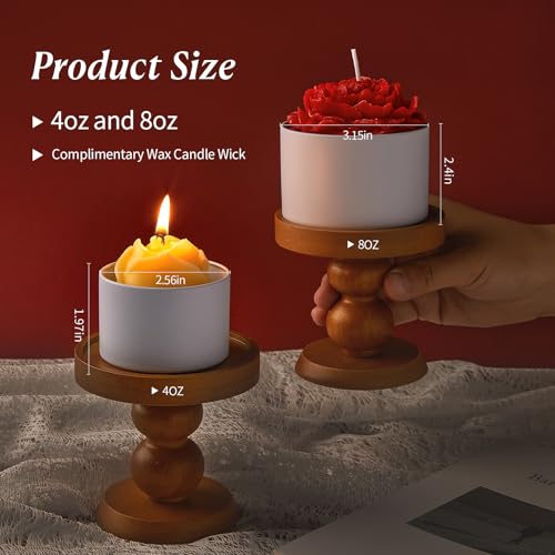MGLIFEUL Candle Tins Jars Container Vessels for Making 4 8 Oz White Empty Candle Tins Can Gift Box Packaging Plate with Li...