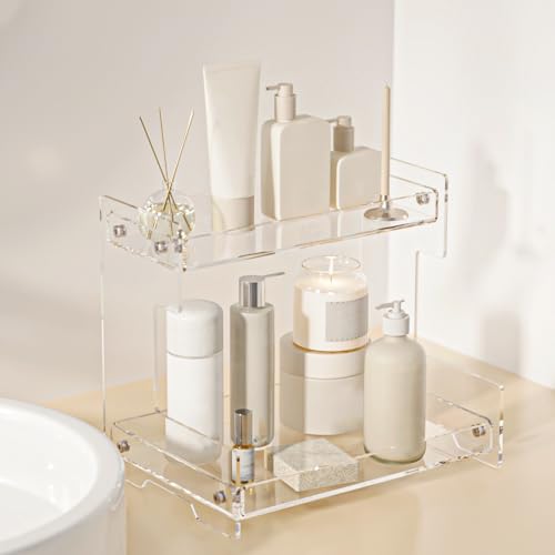 Acliys Bathroom Counter Organizer Countertop 2 Tier Storage Acrylic Corner Makeup Organizer for Perfume Stand, Vanity Hold...