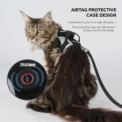 Cat Harness Leash Set with AirTag Holder, Upgraded Escape Proof Vest with Lead for Small Cat Kitten Puppy Small Dog Outdoo...