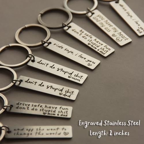 HubbgDesign Key Chain Drive Safe I Love You Engraved Initial Personalized Gift for Husband Boyfriend