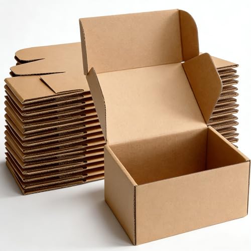 Boxlium 10 Pack Small Shipping Boxes 6x4x3'' Corrugated Small Cardboard Boxes for Shipping, Recyclable Packaging Boxes for...