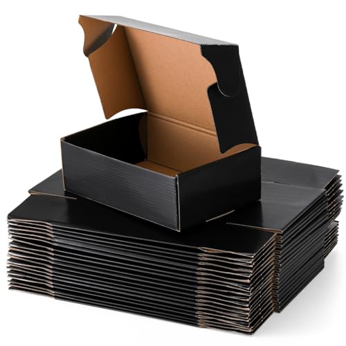 Dicunoy 30 Pack CardBoard Boxes, 9 x 6 x 3 Inches Small Shipping Boxes, Black Corrugated Cardboard Box for Mailing Packing...