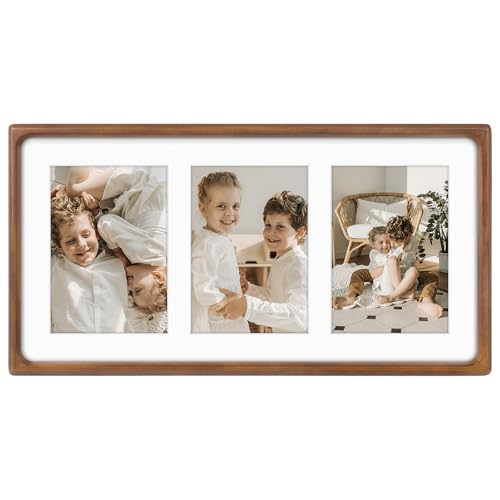 Golden State Art, 5x7 Collage Picture Frame - Solid Wood with Real Glass - Multi Picture Frame for (3) 5x7 Photos or One 9...