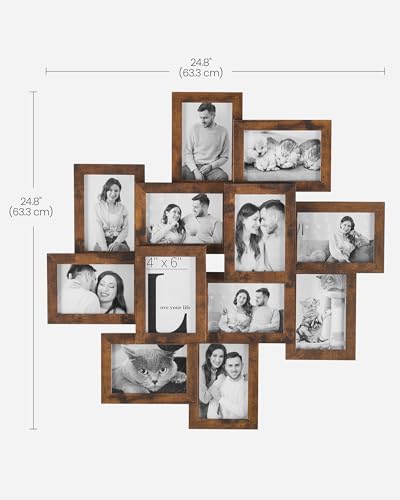 SONGMICS 4x6 Picture Frames Collage Wall Decor, 12-Pack Photo Collage Frame, Multi Picture Frame Set with Glass Front, Ass...