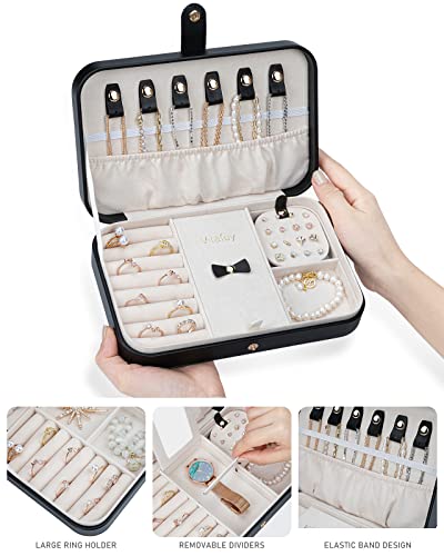 V-LAFUY Small Jewelry Box, Travel Jewelry Case Portable Jewelry Boxes for Women, 2-Layer Jewelry Travel Organizer, Gift fo...