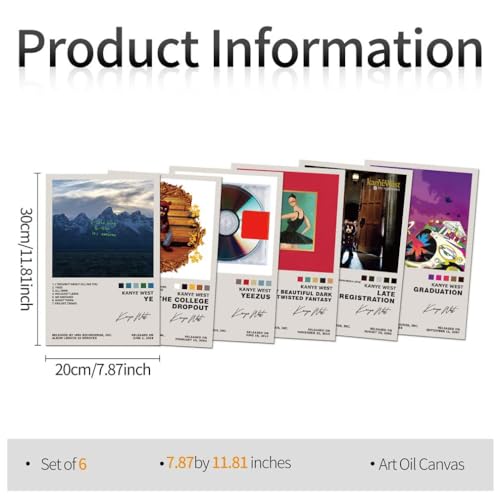 TUOCYERD Kanye West Poster Set of 6 Album Cover Posters Music Posters for Room Aesthetic Music Album Wall Art for Teens Ro...