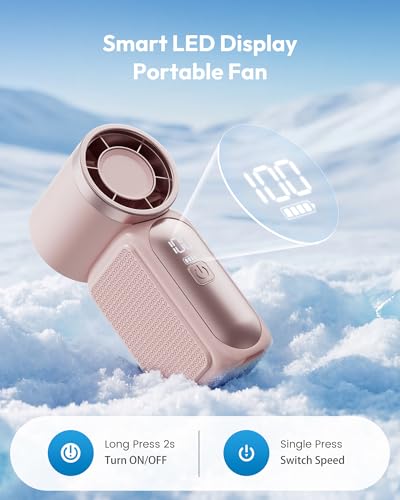 Gaiatop Portable Handheld Mini Fan, 6 Speeds 16900 RPM High Velocity Personal Fan with LED Display, USB Rechargeable, Mini...