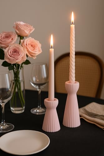 SCBLOOM Taper Candle Holders for Candlesticks Ceramic Candle Stick Candle Holder- Set of 2 Decorative Candle Stand for Wed...