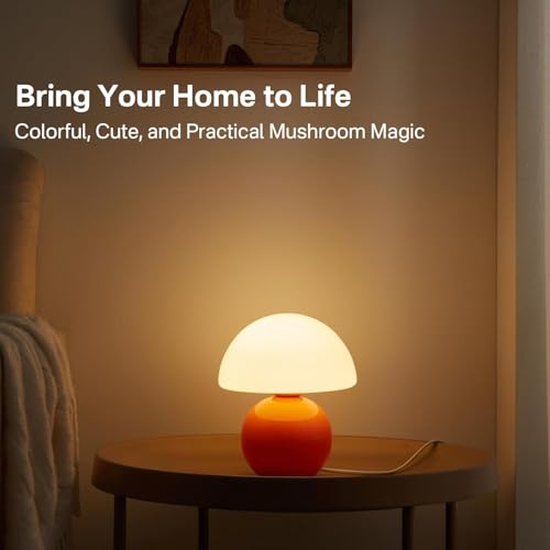 Dawnwake Mushroom Lamp Table Lamp for Bedroom,Desk Bedside Small Lamps for Living Room Night Stands,Mushroom Decor Cute Mi...
