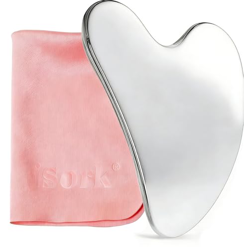 isork Gua Sha Facial Tools Capable of Facial Sculpting Big Size,304L Stainless Steel Metal Gua Sha Lymphatic Drainage Mass...