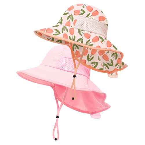 MA COWCF Baby Sun Hat with Neck Flap UPF 50+ Sun Protection Kids Summer Hat Outdoor Toddler Beach Hat 0-6 Years Boys Girls