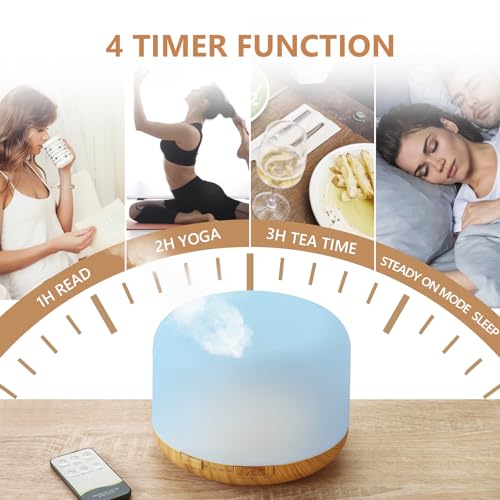 SACATR 500ml Essential Oil Diffuser with 15 Essential Oils, Ultrasonic Cool Mist Humidifier, Remote Control, 4 Timers, 15 ...