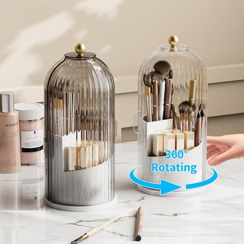 MSHOMELY Dustproof Toothbrush Holder with Lid, 360 Rotating Countertop Electric Toothbrush Toothpaste Holders with Cover f...