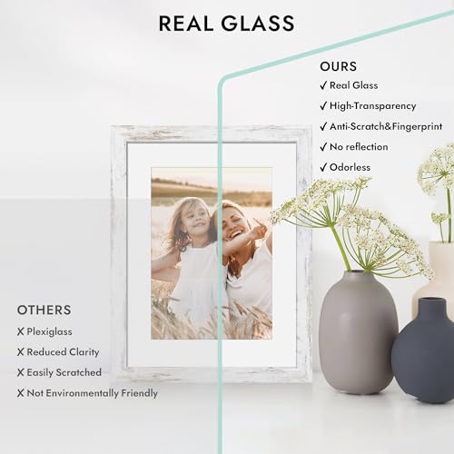 Hongkee 4x6 Picture Frame with Glass, Display Pictures 3.5x5 with Mat or 4 x 6 without Mat - Wall and Tabletop, 4 by 6 Pho...