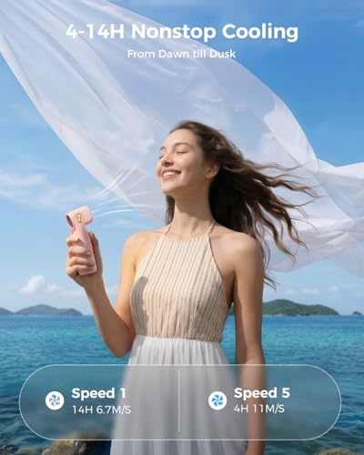 SWEETFULL Portable Mini Handheld Fan - Rechargeable Personal Turbo Hand Fan with 5 Speeds, 17000RPM, 315° Adjustable, Pock...