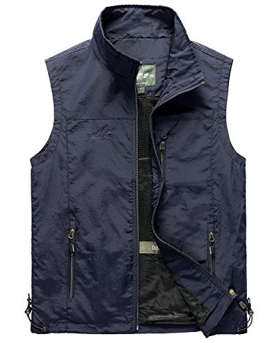 Hixiaohe Mens Lightweight Vest Outerwear Casual Summer Outdoor Travel Vest for Hiking Fishing Golf Photo Work with Pockets