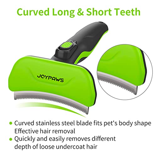 JOYPAWS Pet Grooming Brush for Dogs and Cats, Green, Effectively Reduces Shedding by Up to 95%, Self-Cleaning, Long or Sho...