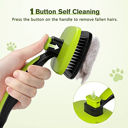 Pecute Self-Cleaning Slicker Brush for Dogs, Cats, Lightweight Dog Brush for Shedding Massaging Grooming, Cat Brush Gently...