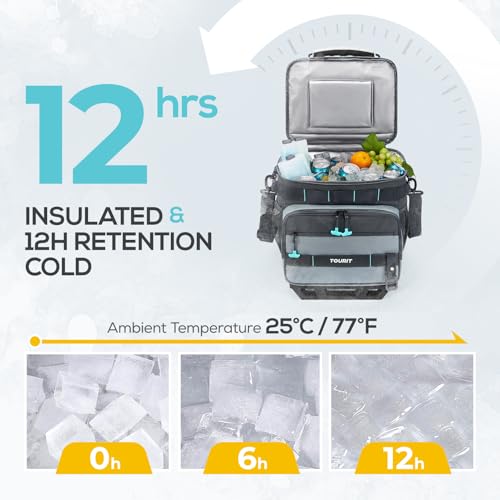 TOURIT 48 Can Collapsible Cooler with Wheels, Insulated Rolling Cooler with All-Terrain Cart, Waterproof Soft Sided Cooler...