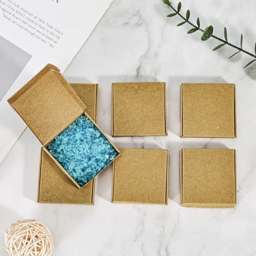Sdootjewelry Mini Cardboard Boxes, 2.16"x2.16"x0.49" Mini Boxes, Jewelry Boxes Packaging 100 Packs, Brown Kraft Boxes for ...