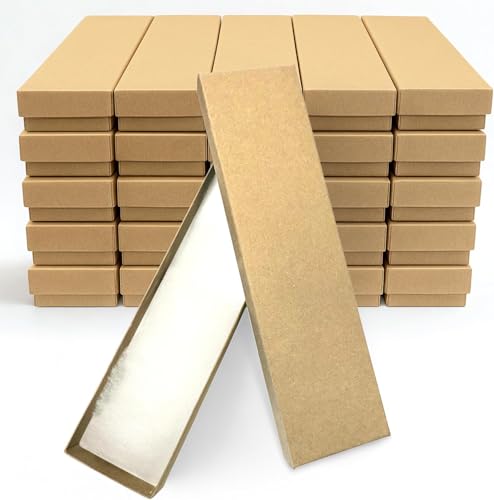 RJ Displays 20 Brown Kraft Cotton Jewelry Boxes – Small Gift Boxes for Jewelry, Bracelet and Necklace Storage, Anklet Pack...