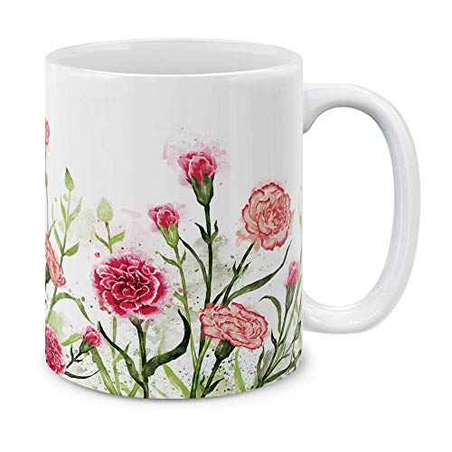 MUGBREW 11 OZ Coffee Mug Flowers Plants Garden Variety Designs, Carnations Flowers