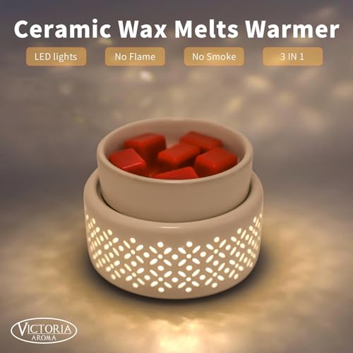 VICTORIA AROMA Ceramic Wax Melt Warmer - LED Night Light Candle Wax Warmer for Scented Wax, Electric Fragrance Wax Melter ...