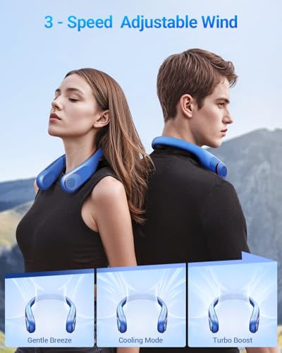 SWEETFULL Portable Neck Fan 360° Cooling Bladeless Personal Fan | No Hair Twisting - 4000mAh USB Rechargeable Wearable Fan...