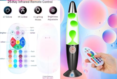 LEHAHA 13.5" LED Liquid Motion Lamp - Versatile Remote Control for 17 Unique Color Transitions, Soothing Liquid Night Ligh...