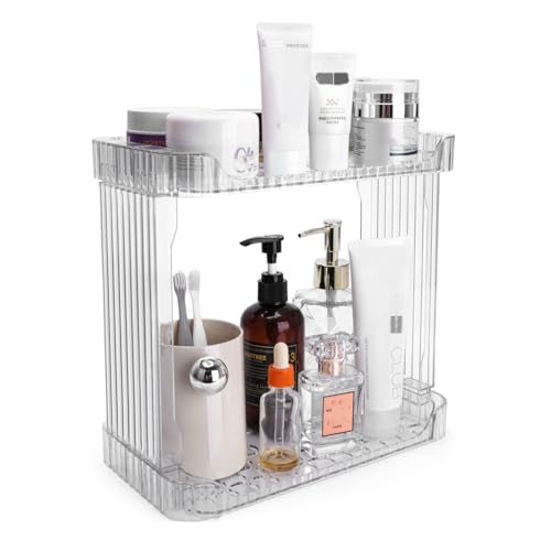 Ayswupt Acrylic 2 Tier Bathroom Counter Organizer,Makeup Organizer for Vanity,Clear Organizer Shelf for Kitchen Sink Count...