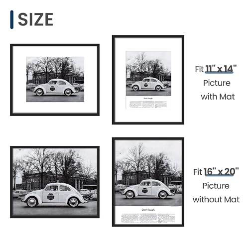 ENJOYBASICS 16x20 Picture Frame, Display Poster 11x14 with Mat or 16 x 20 Without Mat, Wall Gallery Photo Frames, Black, 2...