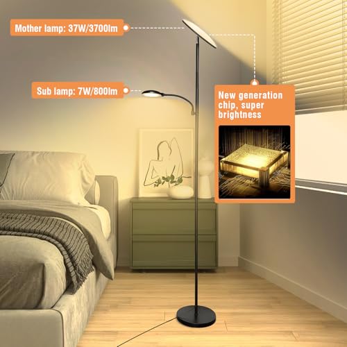 marctronic Floor Lamps for Living Room, 44W/4500LM Super Bright 2 in 1 LED Floor Lamp with Remote, Stepless Dimmable, 69" ...