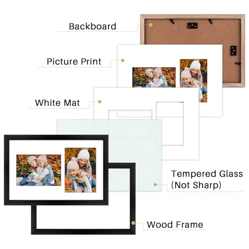Golden State Art, 5x7 Collage Picture Frame - Solid Wood with Tempered Glass - 9x14 Multi Picture Frame - Displays (2) 5"x...