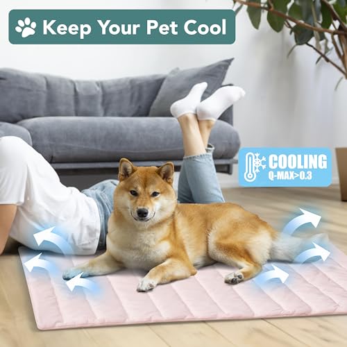 PetAmi Cooling Mat for Dog, Premium Pet Cooling Blanket for Crate Kennel, Indoor Cat Cool Sleeping Pad, Q-MAX Cold Sofa Co...