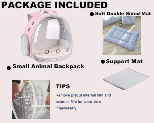 Portable Small Animal Backpack Travel Breathable Pet Carrier Bag Cages for Guinea Pig, Rabbit, Bearded Dragon, Squirrel, T...