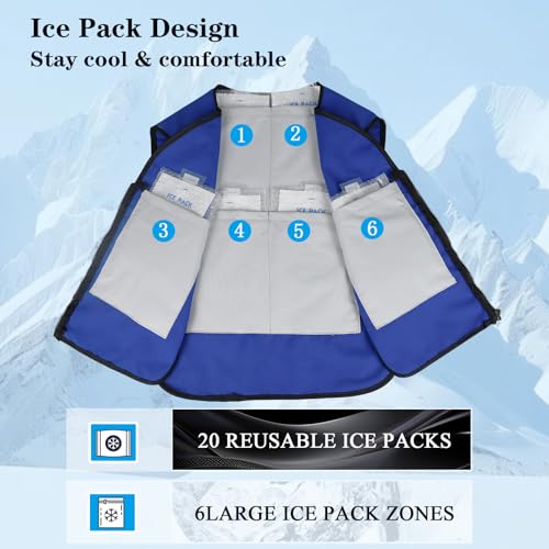 VVHOOY Cooling Vest for Men&Women,Reflective Ice Vest with 20 PCS Reusable Ice Packs,Adjustable Cool Jacket for Motorcycl...