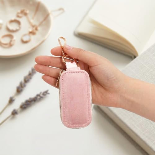 Sdfvsdg Velvet Mini Travel Jewelry Case Small 2-in-1 Ring Holder Box Keychain Portable Storage Clutch Organizer Gift for W...