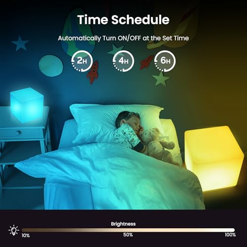 LOFTEK 7-inch LED Cube Lights, Rechargeable RGB 16 Colors Tesseract Cube, Cordless with Remote Control, IP65 Waterproof Po...