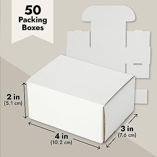 Stockroom Plus Mailing Box - 50 Pack, White, 4 x 3 x 2 Inch Corrugated Cardboard - Foldable Business Card Boxes & Mailers ...